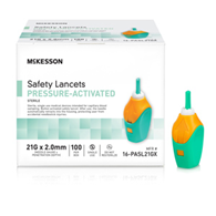 McKesson 16-PASL21GX Pressure Activated Safety Lancets, 21 Gauge, Green, Lancets & Lancing Devices (BX/100)