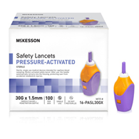 McKesson 16-PASL30GX Pressure Activated Safety Lancets, 30 Gauge, Purple, Lancets & Lancing Devices (BX/100)