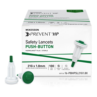McKesson Prevent HP McKesson 16-PBHPSL21G1.8X Prevent HP Push Button Safety Lancet, 21 Guage, Lancets & (BX/100)