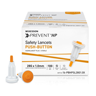McKesson Prevent HP McKesson 16-PBHPSL28G1.0X Prevent HP Push Button Safety Lancet, 28 Gauge, 1.0 mm, Lancets (BX/100)