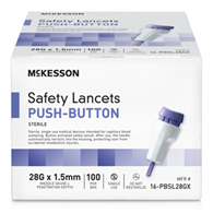 McKesson 16-PBSL28GX-McKesson Push Button Safety Lancet, 28 Gauge, Lancets & Lancing Devices (BX)