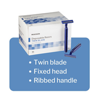 McKesson 16-RZ50 Medi-Pak Twin Blade Disposable Razor-50/Box
