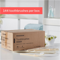 McKesson 16-TB39 Medi-Pak Ivory Medium Toothbrush-144/Box