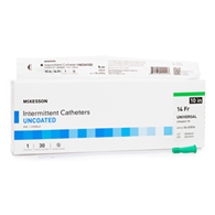McKesson 16-U1014-Urethral Catheter McKesson Straight Tip Uncoated PVC 14 Fr 10 in, Intermittent Catheters (BX/30)