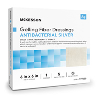 McKesson 177600-McKesson Silver Gelling Fiber Dressing, 6 x 6 Inch, Silver Dressings (CS)