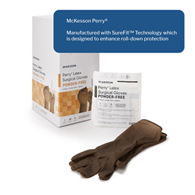 McKesson Perry McKesson 20-1365N Perry Latex Surgical Glove, Size 6.5, Brown, Medical Gloves (CS/200)