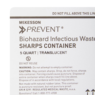 McKesson Prevent McKesson 2261 Prevent Sharps Container, 1-1/4 gal, 10-3/4 x 10-1/2 x 4-3/4 in (CS/20)