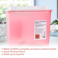 McKesson Prevent McKesson 2262 Prevent Red Sharps Container, 1-1/4 gal, 10-3/4 x 10-1/2 x 4-3/4 in (CS/20)