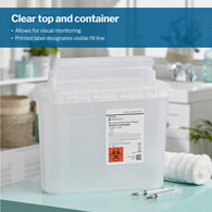 McKesson Prevent McKesson 2270 Prevent Clear Sharps Container, 5.4-Quart, 11 x 12 x 4-3/4 in, Receptacles (CS/20)