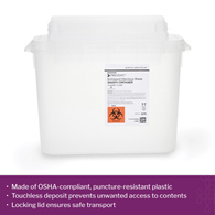McKesson Prevent McKesson 2270 Prevent Clear Sharps Container, 5.4-Quart, 11 x 12 x 4-3/4 in, Receptacles (CS/20)