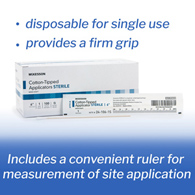 McKesson 24-106-1S Sterile Swabsticks, Cotton Tip, 6 in Wood Shaft, Applicators & Swabsticks (CS/1000)