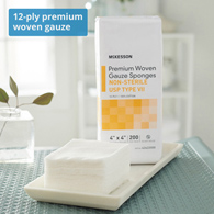 McKesson 42422000-McKesson NonSterile USP Type VII Gauze Sponge, 4 x 4 Inch, Gauze Dressings (PK)