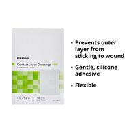 McKesson 4817-McKesson Silicone Wound Contact Layer Dressing, 4 x 7-2/5 Inch, Silicone (CS)