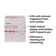 McKesson 4833-McKesson Oral Swabstick Foam Tip Dentifrice, 5 Inch, Mint, Pink, Oral Care Swabs (BX)