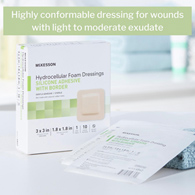 McKesson 4842-McKesson Silicone Adhesive with Border Silicone Foam Dressing, 3 x 3 Inch, Foams (BX)