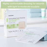 McKesson 4842-McKesson Silicone Adhesive with Border Silicone Foam Dressing, 3 x 3 Inch, Foams (CS)