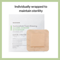 McKesson 4843-McKesson Silicone Adhesive with Border Silicone Foam Dressing, 4 x 4 Inch, Foams (CS)