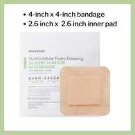 McKesson 4843-McKesson Silicone Adhesive with Border Silicone Foam Dressing, 4 x 4 Inch, Foams (CS)