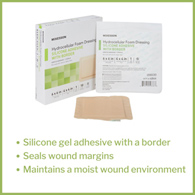 McKesson 4844-McKesson Silicone Adhesive with Border Silicone Foam Dressing, 6 x 6 Inch, Foams (BX)