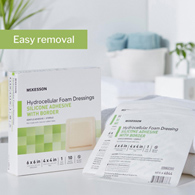 McKesson 4844-McKesson Silicone Adhesive with Border Silicone Foam Dressing, 6 x 6 Inch, Foams (BX)