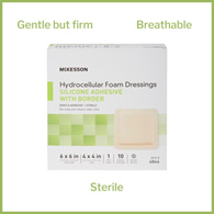 McKesson 4844-McKesson Silicone Adhesive with Border Silicone Foam Dressing, 6 x 6 Inch, Foams (CS)