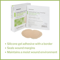 McKesson 4845 Silicone Adhesive with Border Silicone Foam Dressing, 7 x 7 in Sacral, Foams (BX/10)