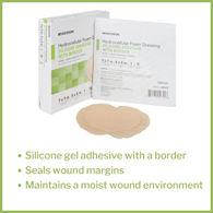 McKesson 4845 Silicone Adhesive with Border Silicone Foam Dressing, 7 x 7 in Sacral, Foams (EA/1)