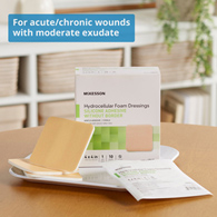 McKesson 4863 Silicone Gel Adhesive without Border Silicone Foam Dressing, 4 x 4 in, Foams (BX/10)