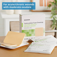 McKesson 4864 Silicone Gel Adhesive without Border Silicone Foam Dressing, 6 x 6 in, Foams (BX/10)