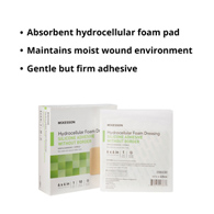 McKesson 4864 Silicone Gel Adhesive without Border Silicone Foam Dressing, 6 x 6 in, Foams (BX/10)