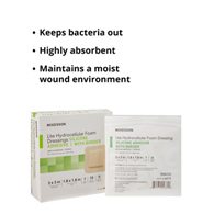 McKesson Lite McKesson 4872 Lite Silicone Gel Adhesive with Border Thin Silicone Foam Dressing, 3 x 3 in (CS/200)