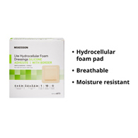 McKesson Lite McKesson 4873 Lite Silicone Gel Adhesive with Border Thin Silicone Foam Dressing, 4 x 4 in (BX/10)
