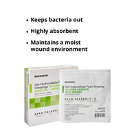 McKesson Lite McKesson 4873 Lite Silicone Gel Adhesive with Border Thin Silicone Foam Dressing, 4 x 4 in (BX/10)