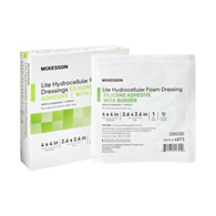 McKesson Lite McKesson 4873 Lite Silicone Gel Adhesive with Border Thin Silicone Foam Dressing, 4 x 4 in (BX/10)