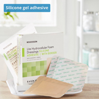 McKesson Lite McKesson 4874 Lite Silicone Gel Adhesive with Border Thin Silicone Foam Dressing, 6 x 6 in (CS/200)