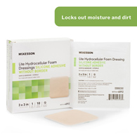 McKesson Lite McKesson 4892 Lite Silicone Gel Adhesive without Border Thin Silicone Foam Dressing, 3 x 3 in (BX/10)
