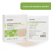 McKesson Lite McKesson 4892 Lite Silicone Gel Adhesive without Border Thin Silicone Foam Dressing, 3 x 3 in (CS/200)