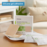 McKesson Lite McKesson 4893 Lite Silicone Gel Adhesive without Border Thin Silicone Foam Dressing, 4 x 4 in (BX/10)