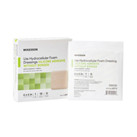 McKesson Lite McKesson 4893 Lite Silicone Gel Adhesive without Border Thin Silicone Foam Dressing, 4 x 4 in (BX/10)