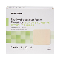 McKesson Lite McKesson 4894 Lite Silicone Gel Adhesive without Border Thin Silicone Foam Dressing, 6 x 6 in (BX/10)
