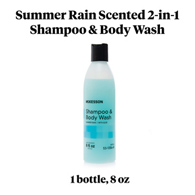 McKesson 53-1354-8 2 in-1 Shampoo & Body Wash, Flip-Top Bottle, 8 oz, Summer Rain Scent, Shampoos & (CS/48)