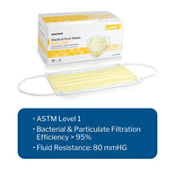 McKesson 91-2101 ASTM Level 1 Medical Face Masks, Yellow (BX/50)
