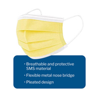McKesson 91-2101 ASTM Level 1 Medical Face Masks, Yellow (BX/50)