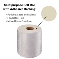 McKesson 9229 White Wool/Rayon Adhesive Orthopedic Felt Roll, 6 in x 2-1/2 yd, Ankle Braces & ft (CS/15)