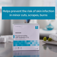 McKesson 986 Impregnated Swabstick, 10% Strength, Povidone Iodine, Individual Packet, Applicators & Swabsticks (CS/500)