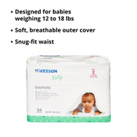 McKesson BD-SZ2-McKesson Baby Diapers, Size 2, Baby Diapers (CS) - McKesson Baby Diapers, Size 2