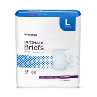 McKesson BR33892 Ultimate Maximum Absorbency Incontinence Brief, Large (BG/18)