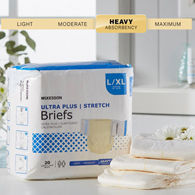 McKesson Ultra Plus Stretch McKesson BRSTRLXL Ultra Plus Stretch Heavy Absorbency Incontinence Brief, Large / (CS/4)