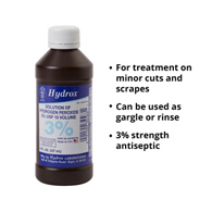 McKesson McKesson HDX-D0011-Hydrox Hydrogen Peroxide Antiseptic, 8 oz Bottle, First Aid Supplies (CS/12)