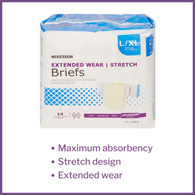 McKesson Extended Wear McKesson ONBLXL Extended Wear Maximum Absorbency Incontinence Brief, Large/Extra (BG/14)